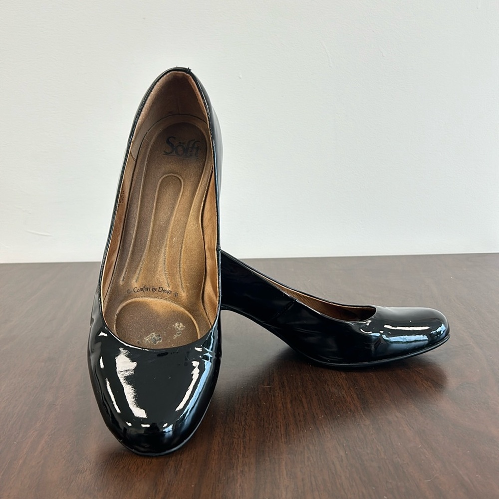 Sofft Black Shiny Heels | Round Toe | Size 10